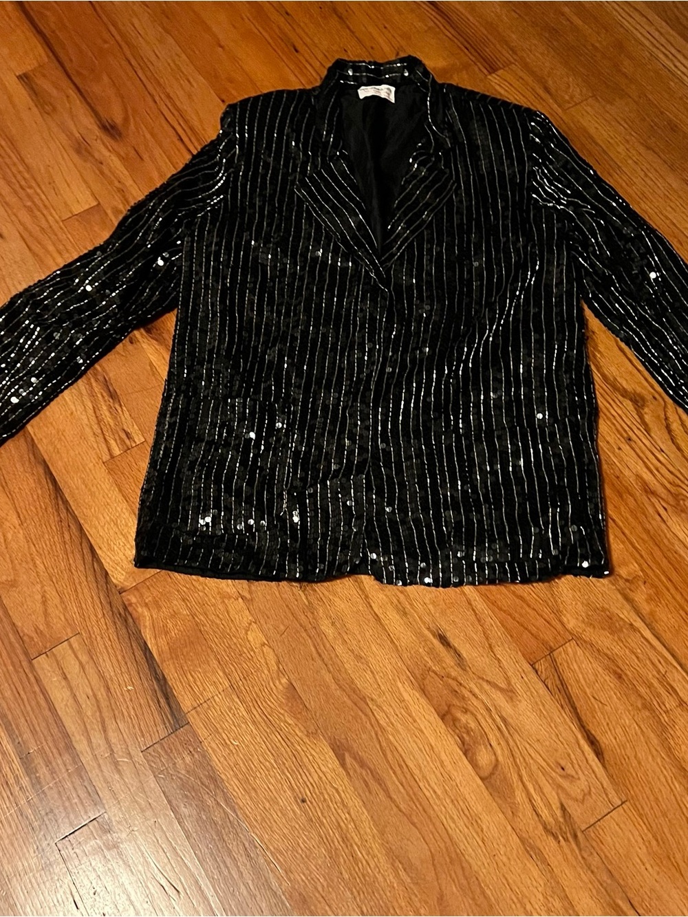 Vintage Black Sequin “Pinstripe” Blazer Jacket